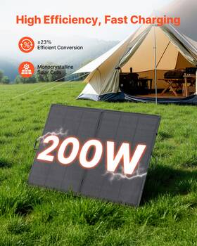 Vevor 197988179429 200w Foldable Solar Panel 23% Efficiency With 30a Controller Ip67