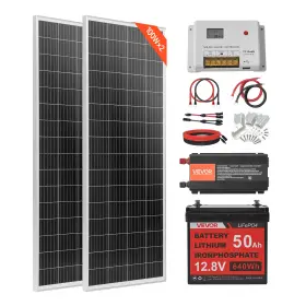 200w Vevor 197988180517 12v Complete Solar Power Kit Panels Battery Controller Inverter