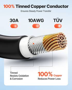 Vevor 197988181569 10awg Solar Panel Wire Kit 50ft Red Black Pv Cable Ip67 Tinned Copper