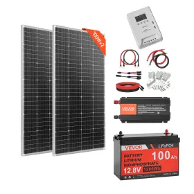 400w Vevor 197988181606 12v Complete Solar Power Kit Panels Battery Controller Inverter