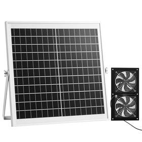 Vevor 197988187530 Solar Powered Fan 15w Panel With 2 Fans Adjustable Angle 26