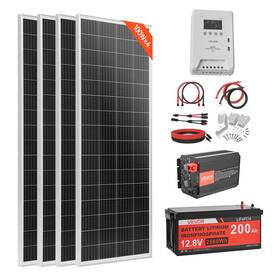 Vevor 197988916086 400w 12v Complete Solar Power Kit Panels Battery Controller Inverter