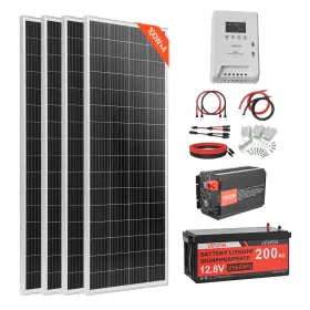 400w Vevor 197988916086 12v Complete Solar Power Kit Panels Battery Controller Inverter