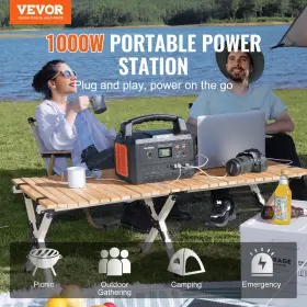1000w Vevor 840349969770 Portable Power Station Solar Generator 999wh With 12 Charging Ports