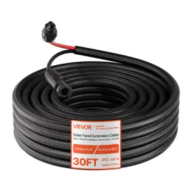 Tyndcbyzxsxdnx8lk001 Vevor 30ft Solar Panel Extension Cable 10awg Wire Flame Retardant With Connector