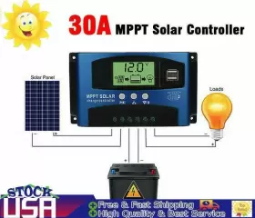 E401-a004-blue-30a Vipjq Mppt 12v-24v 30a Dual Usb Solar Panel Regulator Charge Controller Auto Focus