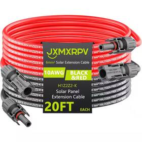Vrbgify 744759545824 20 Ft. 10awg Solar Wire Extension Cable With Tool-free Connectors And Wate