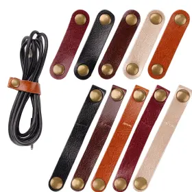 Vshzxfh 746581180600 20 Pack Leather Cable Straps Cord Organizers Ties Snap On