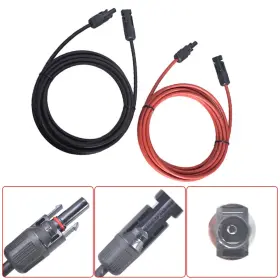Wa1807542ur Waltvotur 1 Pair 15ft 12awg Black Red Solar Panel Extension Cable Wire Connector