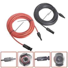 Wa1807641ur Waltvotur Solar Panel Extension Cable Wire Connector Black Red 4mm /12awg 1 Pair 20ft