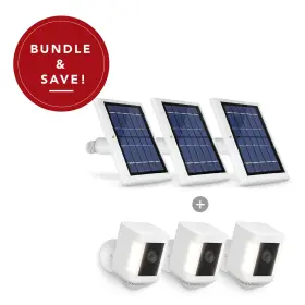 Wasserstein 895230321379 Ring Spotlight Cam Plus Battery Solar Panel Bundle 3-pack White