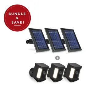 Wasserstein 895230321409 Ring Spotlight Cam Plus Battery Solar Panel Bundle 3-pack Black