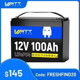 Wattcycle Wt12v100ah100 12v 100ah Lifepo4 Lithium Battery 100a Bms Deep Cycle For Yacht Marine