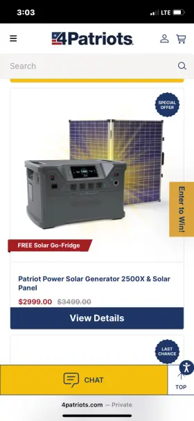 2500x Watts Patriot Power Solar Generator With Panels 4000 Peak Out