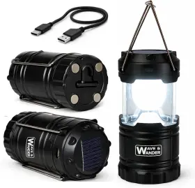Tp-24a30-c Wave And Wonder Solar Rechargeable Led Camping Lantern - Ip55 Waterproof Hanging Hooks Power