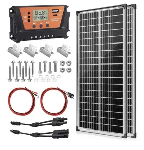 Werchtay 744110598834 200 Watt Bifacial Solar Panel Kit 12v/24v Pack Of 2 Panels 30a