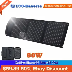 Sy-80w Werchtay 80w Portable Solar Panel Foldable For Power Station Rv Camp Car Marine Battery