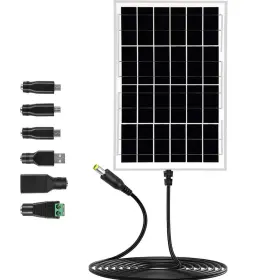 Sp-01 Wgmhefun 12v Solar Panel With 6 Optional Adapter Plugs 10w Battery Charger