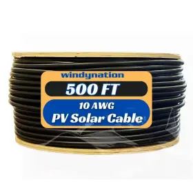 Windynation 313045131197 10 Awg Gauge 500 Ft Spool Black Pv Photovoltaic Solar Extension Cable Copper P