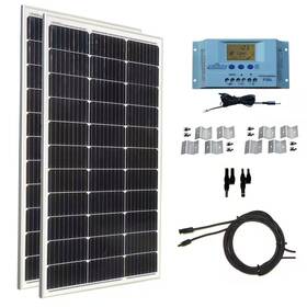 Windynation 744759078681 200-watt Monocrystalline Solar Panel Kit With 30 Amp Charge Controller