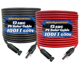 Cbl-slrrb-12-100 Windynation 12 Gauge Awg Pair 100 Feet Black Red Pv Photovoltai