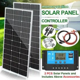 202010188-0-2-1 Wizeck 2pcs 100w Solar Panel Kit Monocrystalline Cell For Rv Boat Other Off-grid System