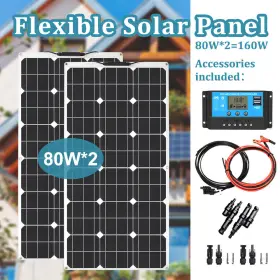 201010048-0-2-2 Wuzeck 2 Pcs 80watt Flexible Solar Panel Kit Monocrystalline Module For Rv Boat