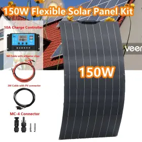 201010132-0-1-3-ce Wuzeck 150w Watt Flexible Solar Panel 12v Mono Home Rv Rooftop Camping Off-grid Power