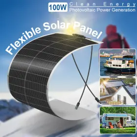 201080005 Wuzeck 100 Watt Flexible Solar Panel Portable Bendable 100w For Rv Boats Curved Surface