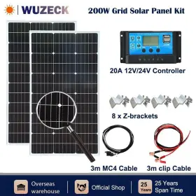 202010058 Wuzeck 200w Watts Solar Panel Kit 20a 12v Battery Charger For Home Boat Rv Off Grid