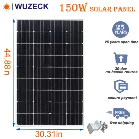 202010166 Wuzeck 150w 19.8v Grid Pv System Solar Panels Kit Monocrystalline For Rv Home