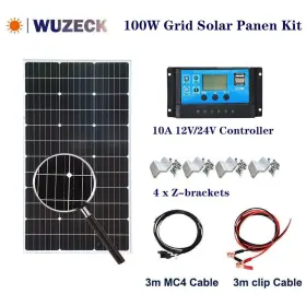 202010188-1-1-tm Wuzeck 100w Glass Grid Monocrystalline Pv Solar Panels Kit For Camping Rv Home