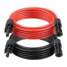 Xrds -rf 706531237976 Solar Extension Cable 8awg 15ft 2-pack Red Black Pv Wire With Male/