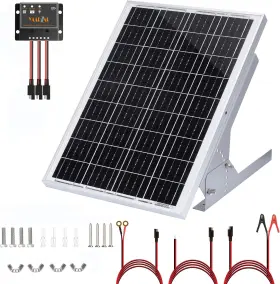 Yaarzar 744110720044 30w 12v Solar Panel Kit With Adjustable Mounts And Pwm Charge Controller