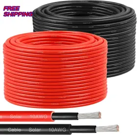 Yddecw 445015992989 Solar Panel Wire 10 Awg 6mm Extension Cable 200 Ft Black And 200ft Red