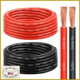 B0flxnbygx Yddecw 10 Gauge Wire 20 Feet Awg Pure Copper 10awg Red Black Oxygen Free Stra