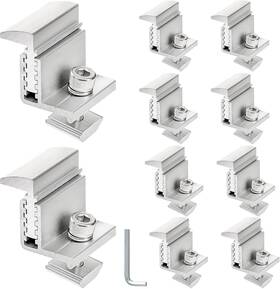 Youeon 313029428497 10 Pcs 35-50mm Adjustable Solar Panel End Clamp Mounting Brackets Anodiz