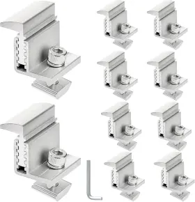 Youeon 313029428497 10 Pcs 35-50mm Adjustable Solar Panel End Clamp Mounting Brackets Anodiz