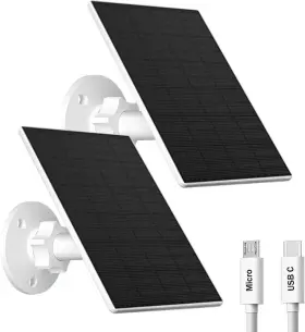 Yy&z 313051364398 Solar Panel For Security Camera 2 Pack 2w Charger With Micro Usb And Usb-c
