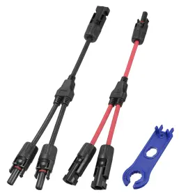 Zaplyte 679209259788 Solar Panel Connector Y Branch 2 To 1 Splitter Red Black