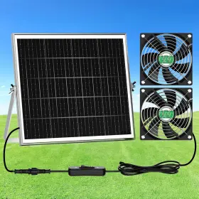 12-2k Ziziwin Solar Chicken Coop Fan 2 Kit 20w Powered Greenhouse Outdoo
