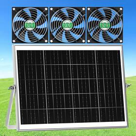Ziziwin 12-3k Solar Chicken Coop Fan 3 Kit 25w Powered Greenhouse Outdoo