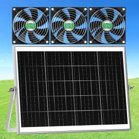 12-3k Ziziwin Solar Chicken Coop Fan 3 Kit 25w Powered Greenhouse Outdoo