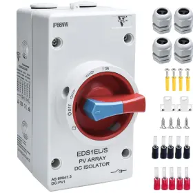 Eds1-4r-r Zjwzjh Solar Disconnect Switch 4-pole Dc 1500v 32a Isolator With Enclos