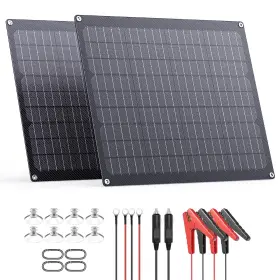 Zoupw-bq20w-2p Zoupw 40w 12v Solar Battery Charger 2 Pcs 20w Maintainer With Built-i
