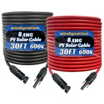 Windynation 8 Awg Gauge Pair 30 Feet Black Red Pv Photovoltaic Solar New. Price: $111.22.