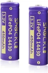 (2-PACK Shockli 14430 3.2V 450MAH LIFEPO4 Rechargeable Solar Battery New. Price: $9.11.