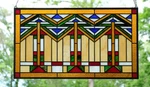 Handcrafted Stained Glass Window Mission Style Panel, 34"W X 20"H Unspecified. Price: $259.99.
