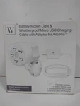 Wasserstein White Battery Motion Light Weatherproof Micro Usb Cable With Adapter New. Price: $12.59.