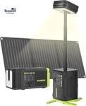 118WH Solar Generator With Telescopic Camping Lights 32000MAH 160W Max Portable New. Price: $206.32.